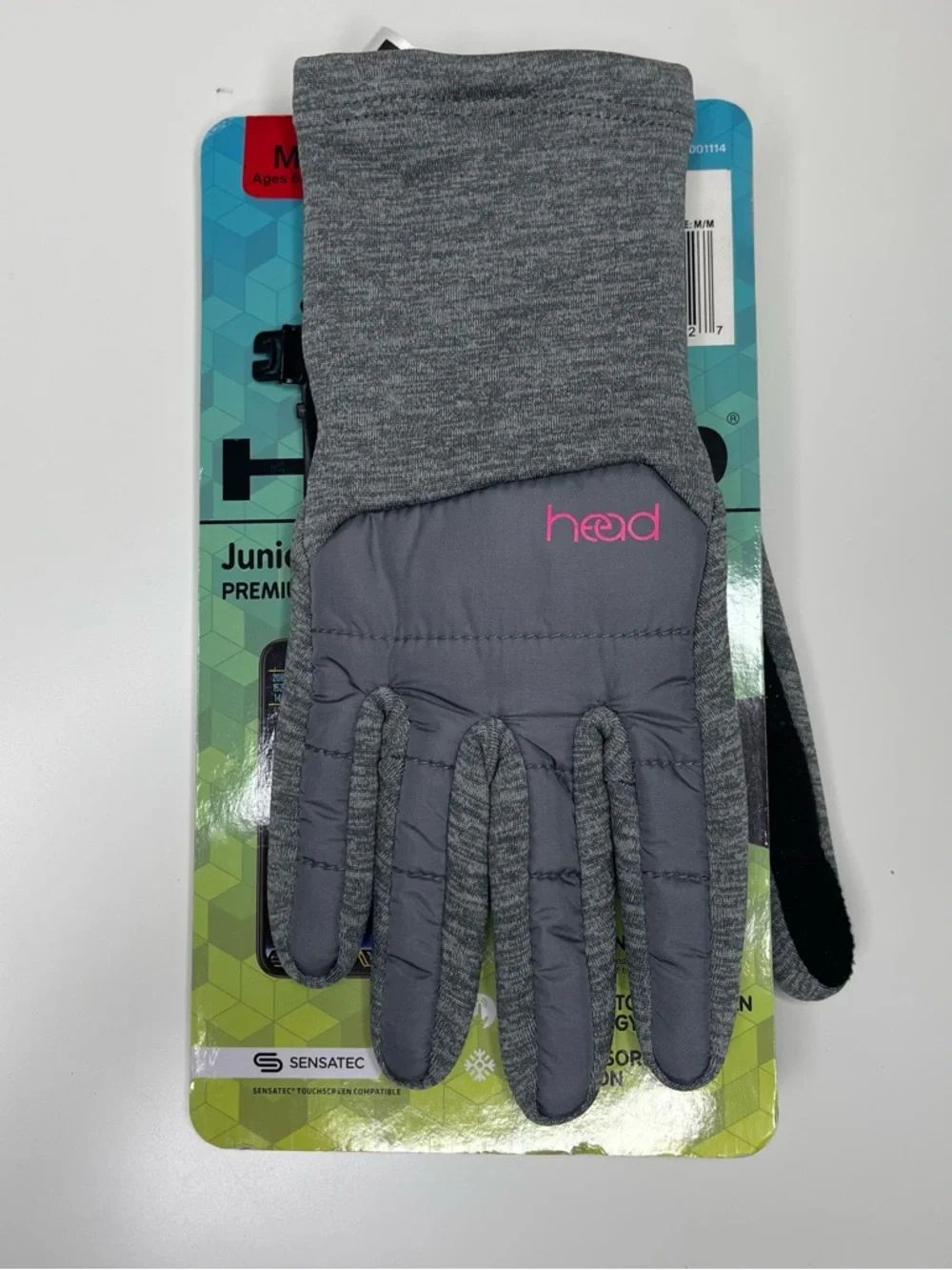 NEW Girl's HEAD Hybrid Winter Gloves (Gray Heather / Pink) Youth Size MEDIUM